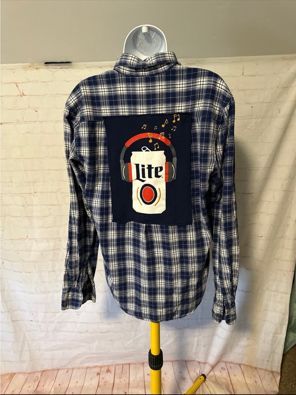 Upcycled Miller Lite Tee Flannel S